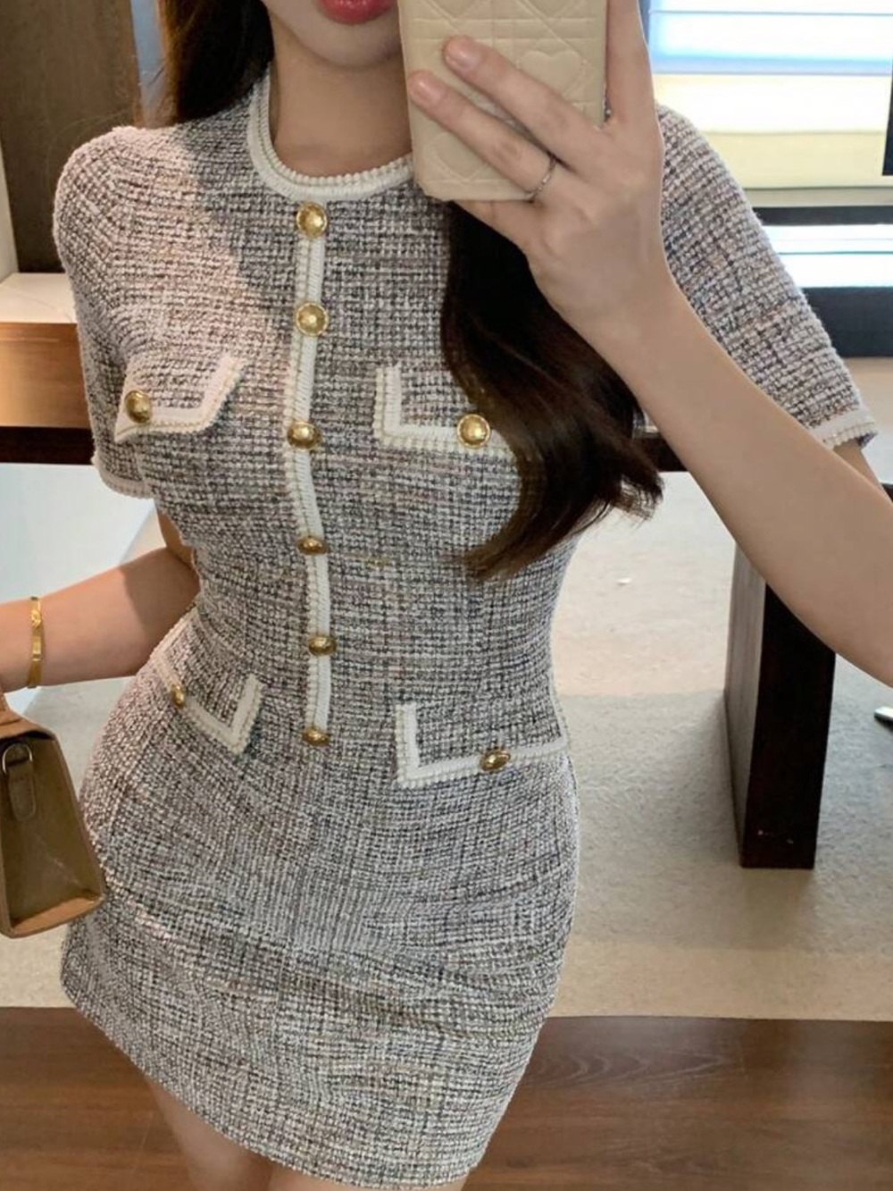 Summer New Women Plaid Round Neck Short Sleeve Dress,Mini Dress